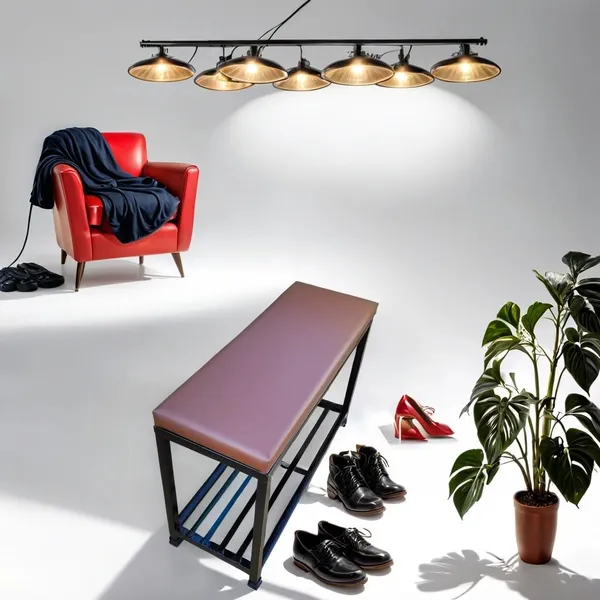 Black_A-One_Steels_Sitting_Bench_With_Cushion_&_Shoe_Rack