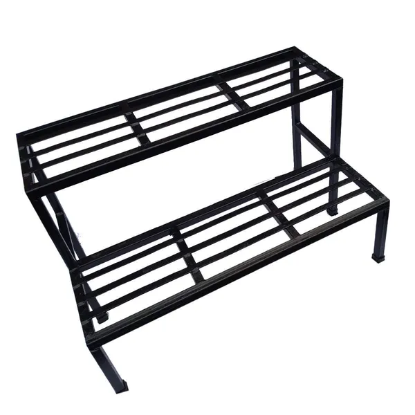 Black__2_Step_Garden_Plant_StandMetal_Step_Flower_Pot_Holder