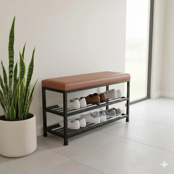 Black_Metal_Shoe_Rack_Bench_for_Entryway__2-Tier_Shoe_Organizer_with_Comfortable_Cushion