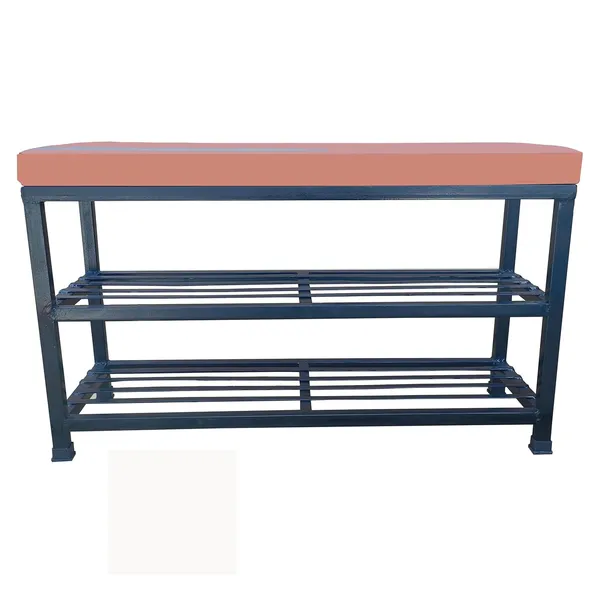 Tan_Sitting_Bench_with_Cushion_&_Heavy_Duty_Double_Shoe_Rack_(32_Inch)