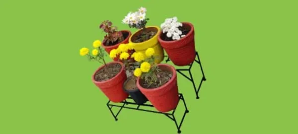 Black_A-One_Premium_Steels_Iron_2-Step_Plant_Stand