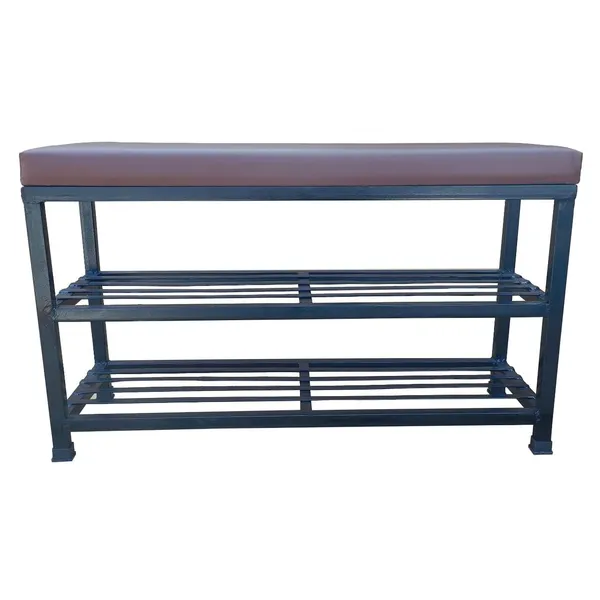 Black_A_One_Steels_Sitting_Bench_with_Cushion_&_Double_Shoe_Rack