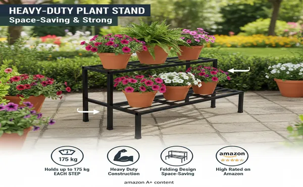 Black__2_Step_Garden_Plant_StandMetal_Step_Flower_Pot_Holder