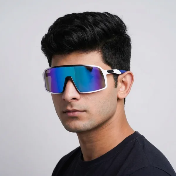 White_And_Blue_Glacier_Shield_Sports_Cyber_Revo_Lens_Sunglass_For_Unisex