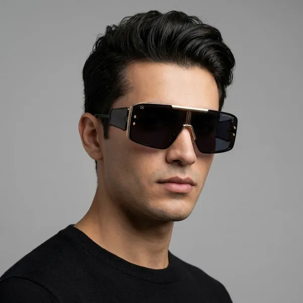 Black_Luxury_Gold_Shield_Visor_3_Sunglass_For_Unisex