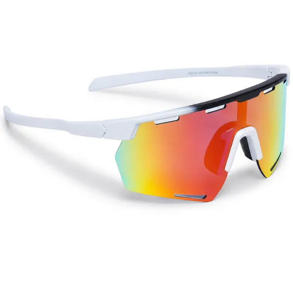 Daniel_Karter_Apex_Dual_Vision_Sports_Sunglasses/UV400/Unisex/_Matt_White__Black_Gradient_With_Reddish_Green_Mirror_Lens