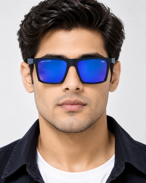 Daniel_Karter_UV400_BlackWith_Dark_Blue_Temple_Fusion_â€“Blue_Mirror_Lens