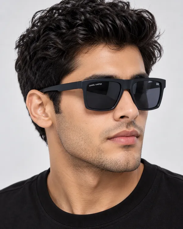 Daniel_Karter_UV400_Black_With_Rainbow_Temple_Blaze_–_Black_Polarised_Unisex_Sunglasses