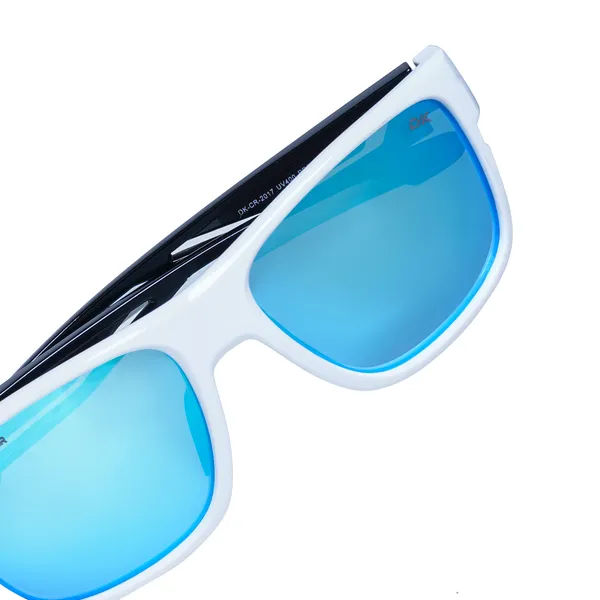 Daniel_Karter_UV400_Solar_Edge_White_With_Black_Temple/Aqua_Blue_Mirror__Lens/Unisex