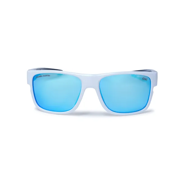 Daniel_Karter_UV400_Solar_Edge_White_With_Black_Temple/Aqua_Blue_Mirror__Lens/Unisex