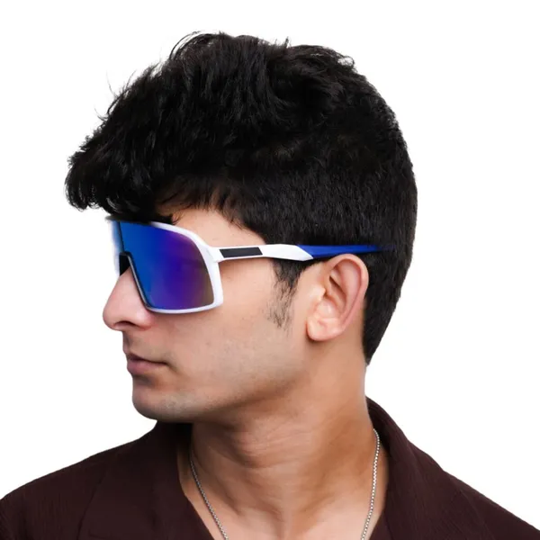 White_And_Blue_Glacier_Shield_Sports_Cyber_Revo_Lens_Sunglass_For_Unisex