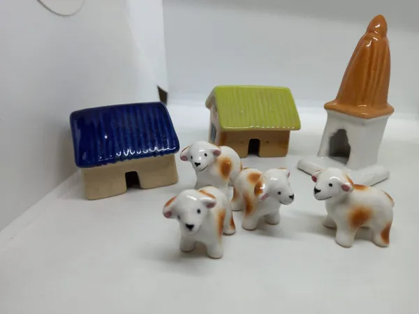 Pack_Of_7_-_Ceramic_Miniature_Village_Huts,_Temple_And_Sheeps