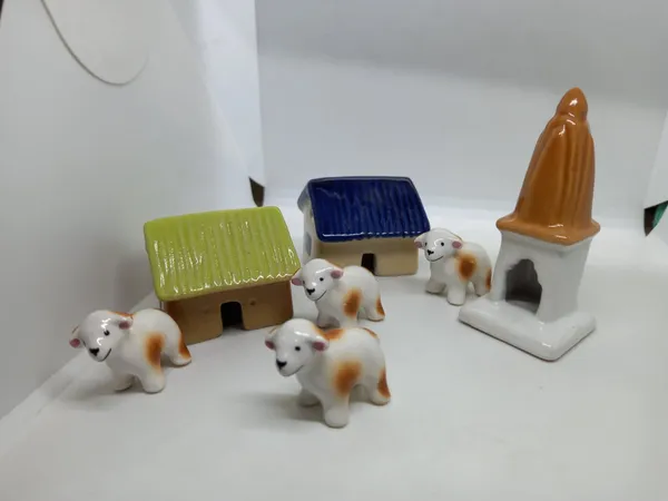 Pack_Of_7_-_Ceramic_Miniature_Village_Huts,_Temple_And_Sheeps