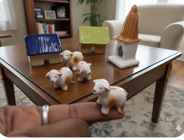 Pack_Of_7_-_Ceramic_Miniature_Village_Huts,_Temple_And_Sheeps