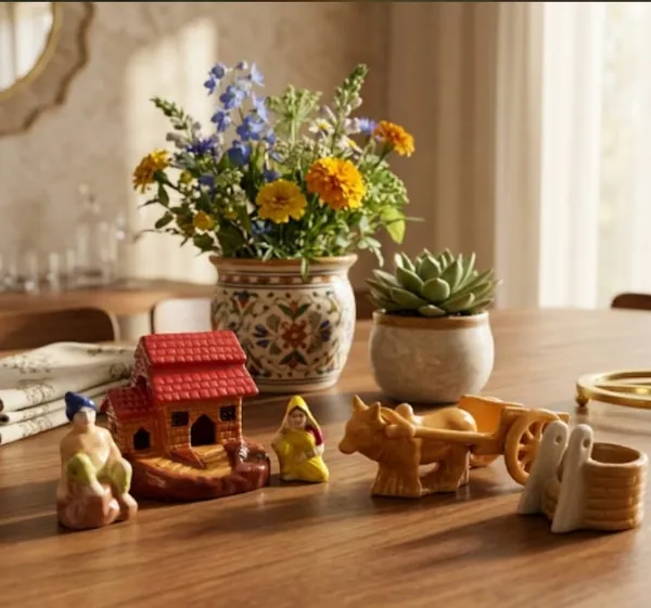 Pack_of_5_pie,village_scene,1_bulkcart,1well,1_house,1_kisan,1_village_lady