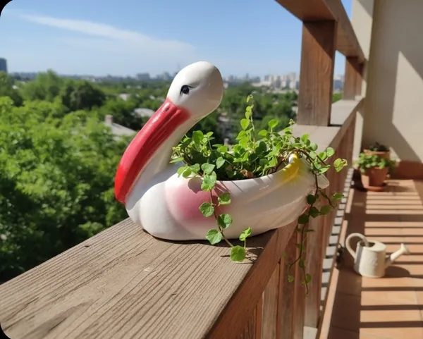 Pack_of_1,White_pelicon_duck_Ceramic_Modern_Planter_For_Home_Decor