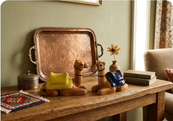 Pack_Of_4_-_Ceramic_Miniature_Hut_&_Camel_For_Home_Decor