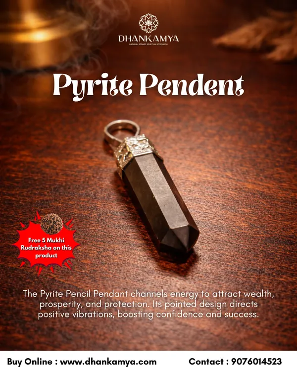 Pyrite_Pendant_For_Men_&_Women_|_Pack_Of_1_With_5_Mukhi_Rudraksh_Free