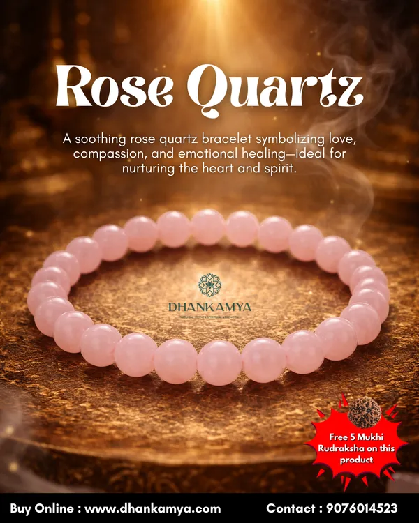 Rose_Quartz_Crystal_Bracelet_For_Men_&_Women_|_Pack_Of_1_With_5_Mukhi_Rudraksh_Free