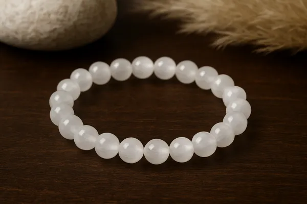 Crystal_Selenite_Bracelet_For_Men_&_Women_|_Pack_Of_1_With_5_Mukhi_Rudraksh_Free