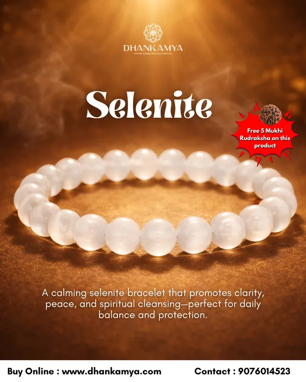 Crystal_Selenite_Bracelet_For_Men_&_Women_|_Pack_Of_1_With_5_Mukhi_Rudraksh_Free