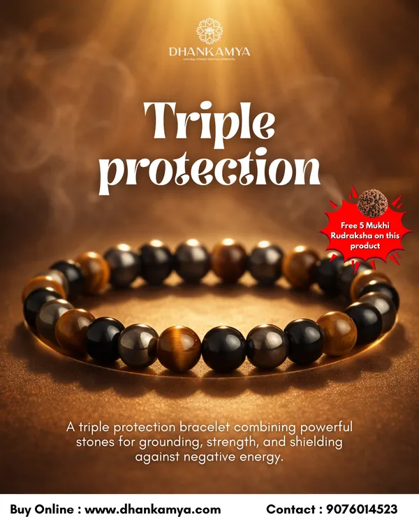 Crystal_Triple_Protection_Bracelet_For_Men_&_Women_|_Pack_Of_1_With_5_Mukhi_Rudraksh_Free