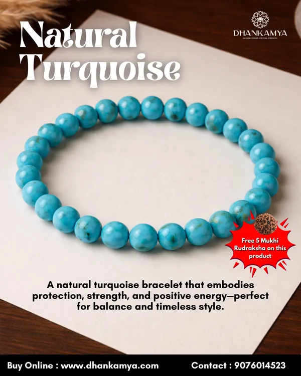 Natural_Turquoise_Bracelet_For_Men_&_Women_|_Pack_Of_1_With_5_Mukhi_Rudraksh_Free