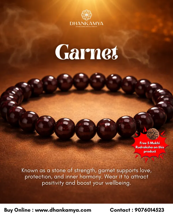 Garnet_Bracelet_For_Men_&_Women_|_Pack_Of_1_With_5_Mukhi_Rudraksh_Free
