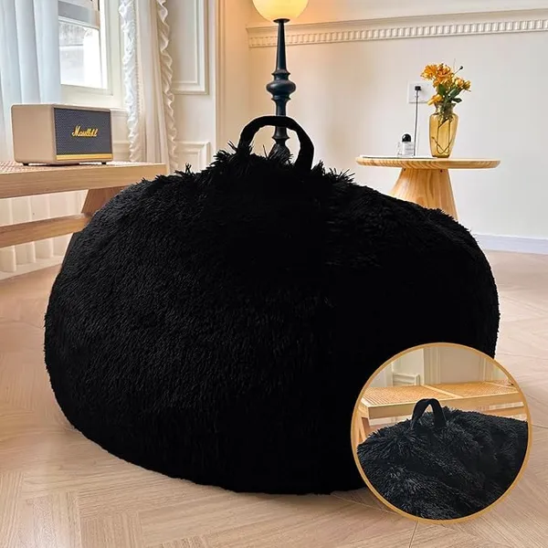 Black_Premium_Faux_Fur_Bean_Bag_Cover_For_Home_Decor