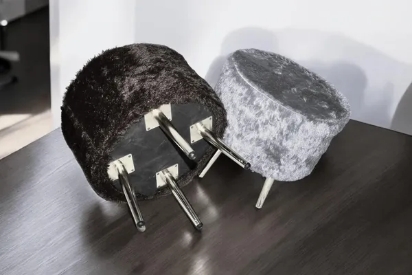 Grey_Premium_Round_Metal_Legs_Faux_Fur_Ottoman_Stool_For_Home_Decor