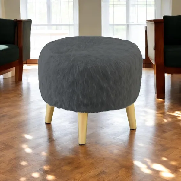 Grey_Premium_Round_Metal_Legs_Faux_Fur_Ottoman_Stool_For_Home_Decor