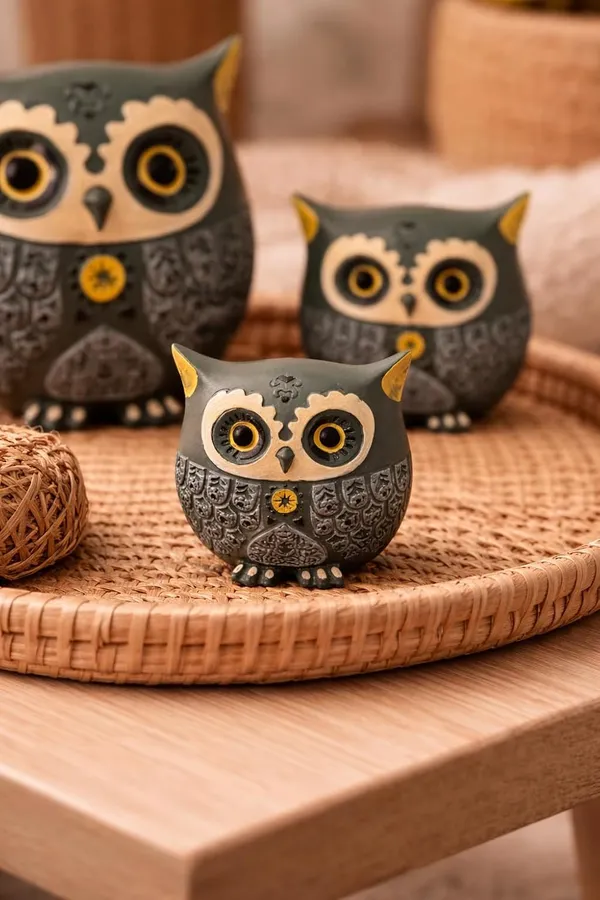 (Pack_Of_3)_Green_&_Gold_Premium_Decorative_Owl_Family_Showpiece_For_Home_Decor