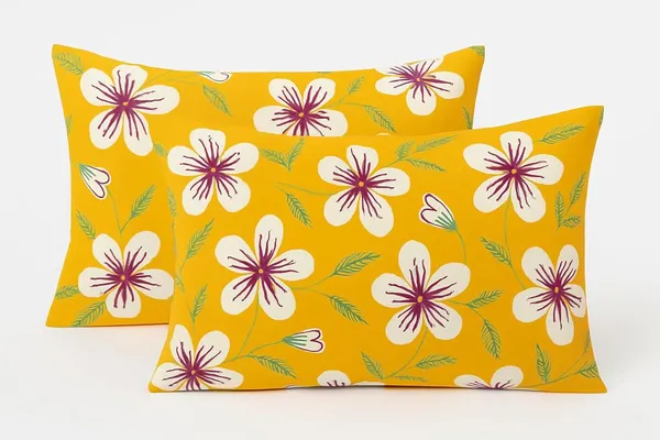 (Pack_Of_2)_Yellow_Premium_Floral_Pure_Cotton_King_Bedsheet_With_2_Pillow_Covers_For_Sofa_&_Bedroom