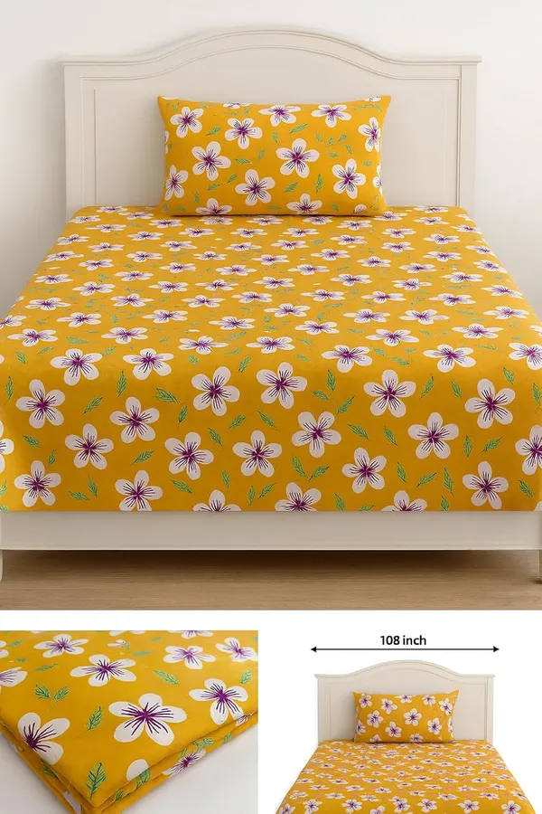 (Pack_Of_2)_Yellow_Premium_Floral_Pure_Cotton_King_Bedsheet_With_2_Pillow_Covers_For_Sofa_&_Bedroom