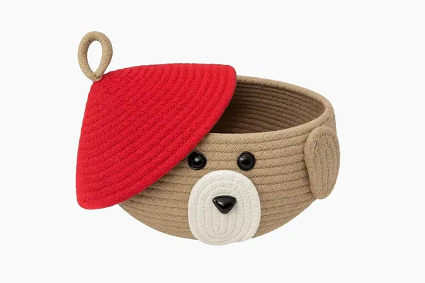 Tan_&_Red_Premium_Cotton_Rope_Storage_Basket_For_Home_Decor