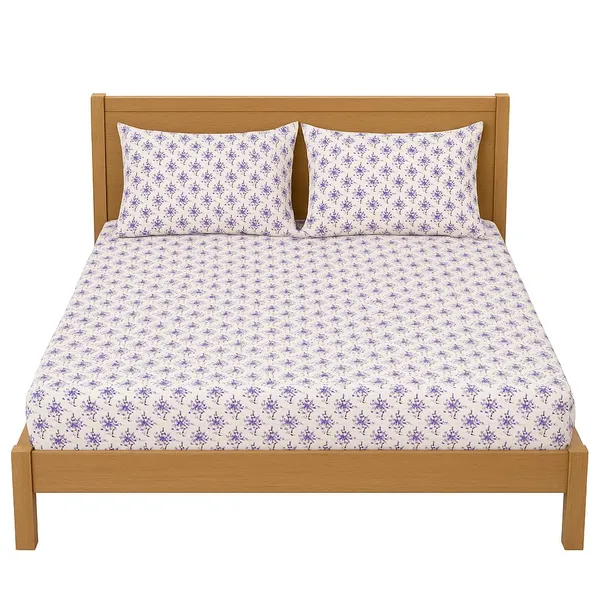 (Pack_Of_2)_Purple_Premium_Floral_Pure_Cotton_King_Bedsheet_With_2_Pillow_Covers_For_Sofa_&_Bedroom