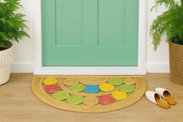 Brown_Premium_Handcrafted_Semi-Circle_Jute_Doormat_With_Colorful_Tikki_Design_For_Sofa_&_Bedroom