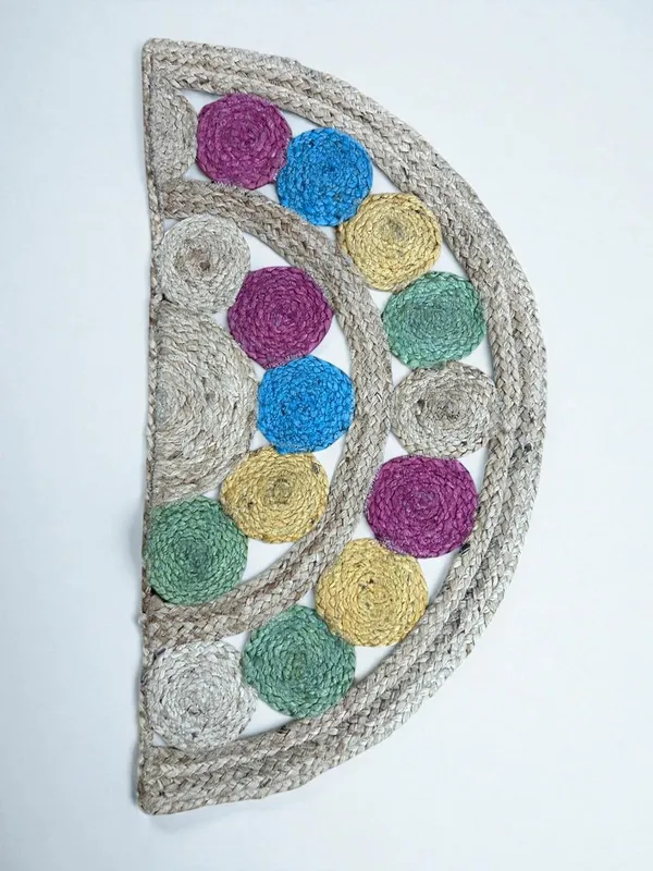 Brown_Premium_Handcrafted_Semi-Circle_Jute_Doormat_With_Colorful_Tikki_Design_For_Sofa_&_Bedroom