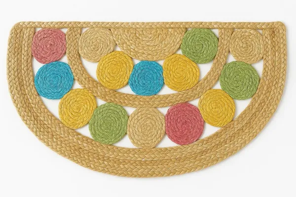 Brown_Premium_Handcrafted_Semi-Circle_Jute_Doormat_With_Colorful_Tikki_Design_For_Sofa_&_Bedroom