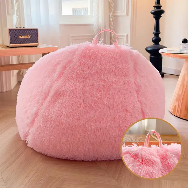 Pink_Premium_Faux_Fur_Bean_Bag_Cover_For_Home_Decor