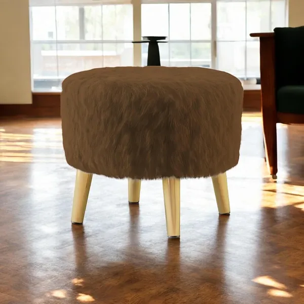 Brown_Premium_Round_Metal_Legs_Faux_Fur_Ottoman_Stool_For_Home_Decor