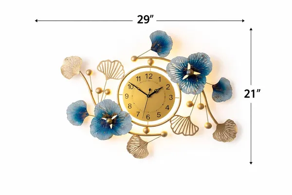 Multicolor_Premium_Designer_Metal_Wall_Clock_With_Floral_Leaf_Art_For_Home_Decor
