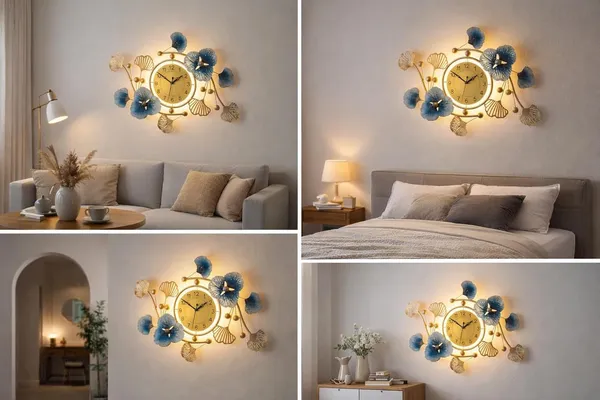Multicolor_Premium_Designer_Metal_Wall_Clock_With_Floral_Leaf_Art_For_Home_Decor