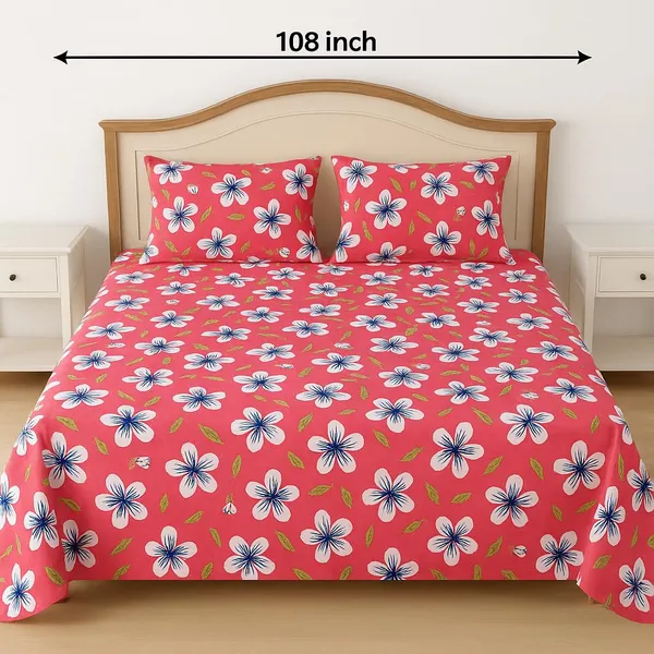 (Pack_Of_2)_Pink_Premium_Floral_Pure_Cotton_King_Bedsheet_With_2_Pillow_Covers_For_Sofa_&_Bedroom