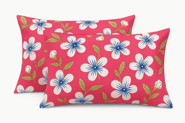 (Pack_Of_2)_Pink_Premium_Floral_Pure_Cotton_King_Bedsheet_With_2_Pillow_Covers_For_Sofa_&_Bedroom
