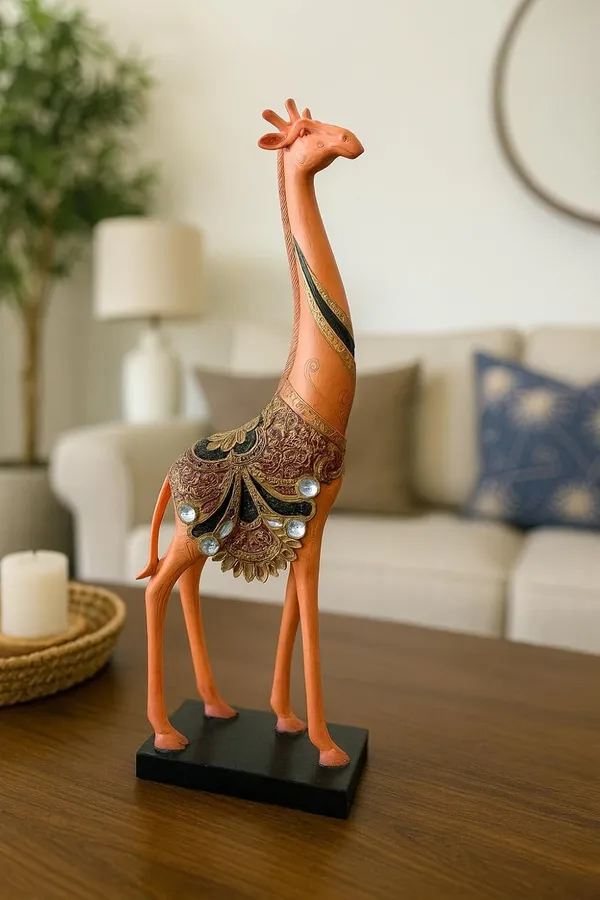 (Set_of_3)_Ceramic_Animal_Statues_with_Gold_Pattern_and_Rhinestones_Modern_Contemporary_Style_Home_Decor_12-18_Inch