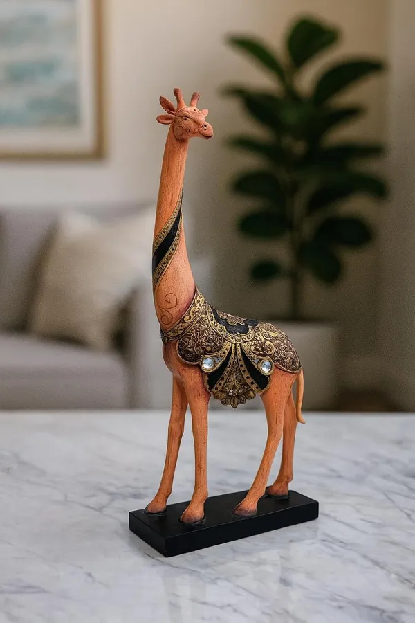 (Set_of_3)_Ceramic_Animal_Statues_with_Gold_Pattern_and_Rhinestones_Modern_Contemporary_Style_Home_Decor_12-18_Inch