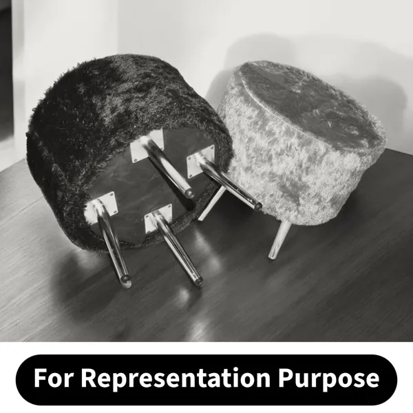 Black_Premium_Round_Metal_Legs_Faux_Fur_Ottoman_Stool_For_Home_Decor