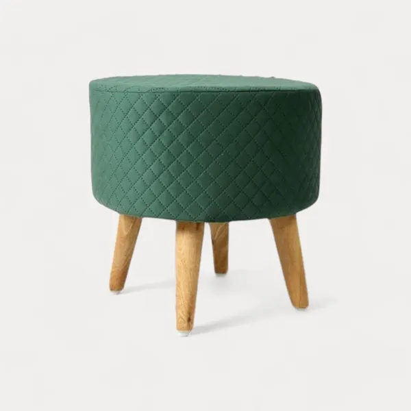 Green_Premium_Round_Wooden_Ottoman_Stool_For_Home_Decor