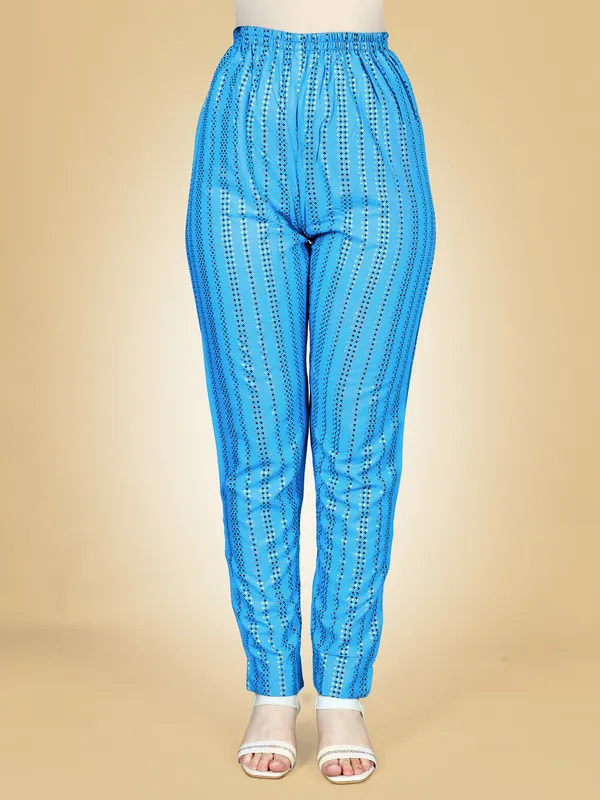 Light_Blue_Ethnic_Print_Kurta_Set_With_Pants_For_Women